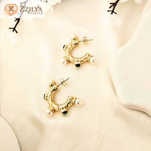 Studded Hoops gold anti tarnish earrings