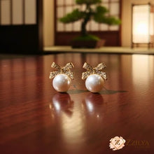 Elegant pearl bow earrings  perfect for adding a touch of charm to any outfit