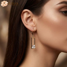 Golden huggie style with a chic geometric rectangular drop earrings by zzilya fashion under Rs 99