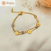 ZzilyaFashion delicate gold-plated flower bracelet with crystals – anti-tarnish jewelry for women and teens