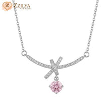 zzilya-silver-bow-pink-stone-necklace-lifestyle